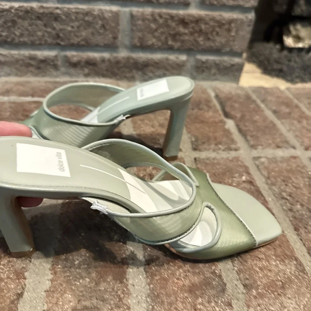 Dolce Vita Womens Sandals Green Mesh Open-Toe Slide Square Toe Size 6 #498